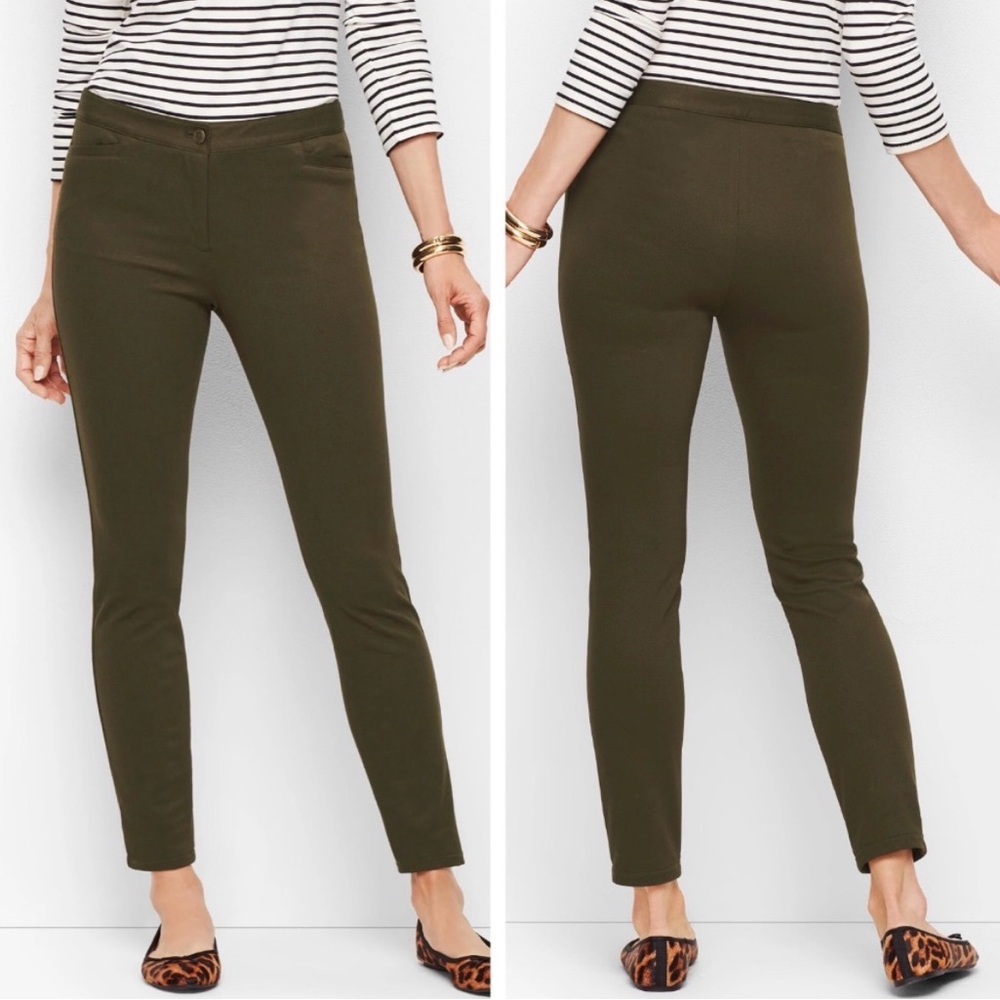 NWT Talbots Dalton Classic Stretch Skinny Ankle Army Green Pants - 14P